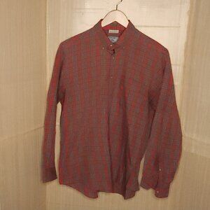 Vintage Izod Lacoste Red Plaid Button Down 16-16 1/2